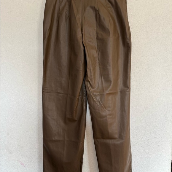 Zara Tan Faux Leather Trousers size M - Picture 6 of 6